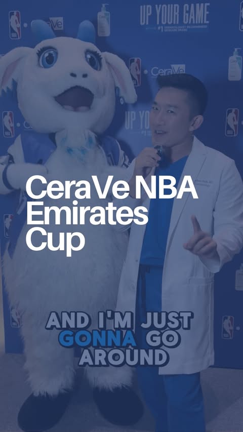 Instagram post by @andrewparkmd for CeraVe. Caption reads: Come with me as I explore the Emirates NBA Cup....