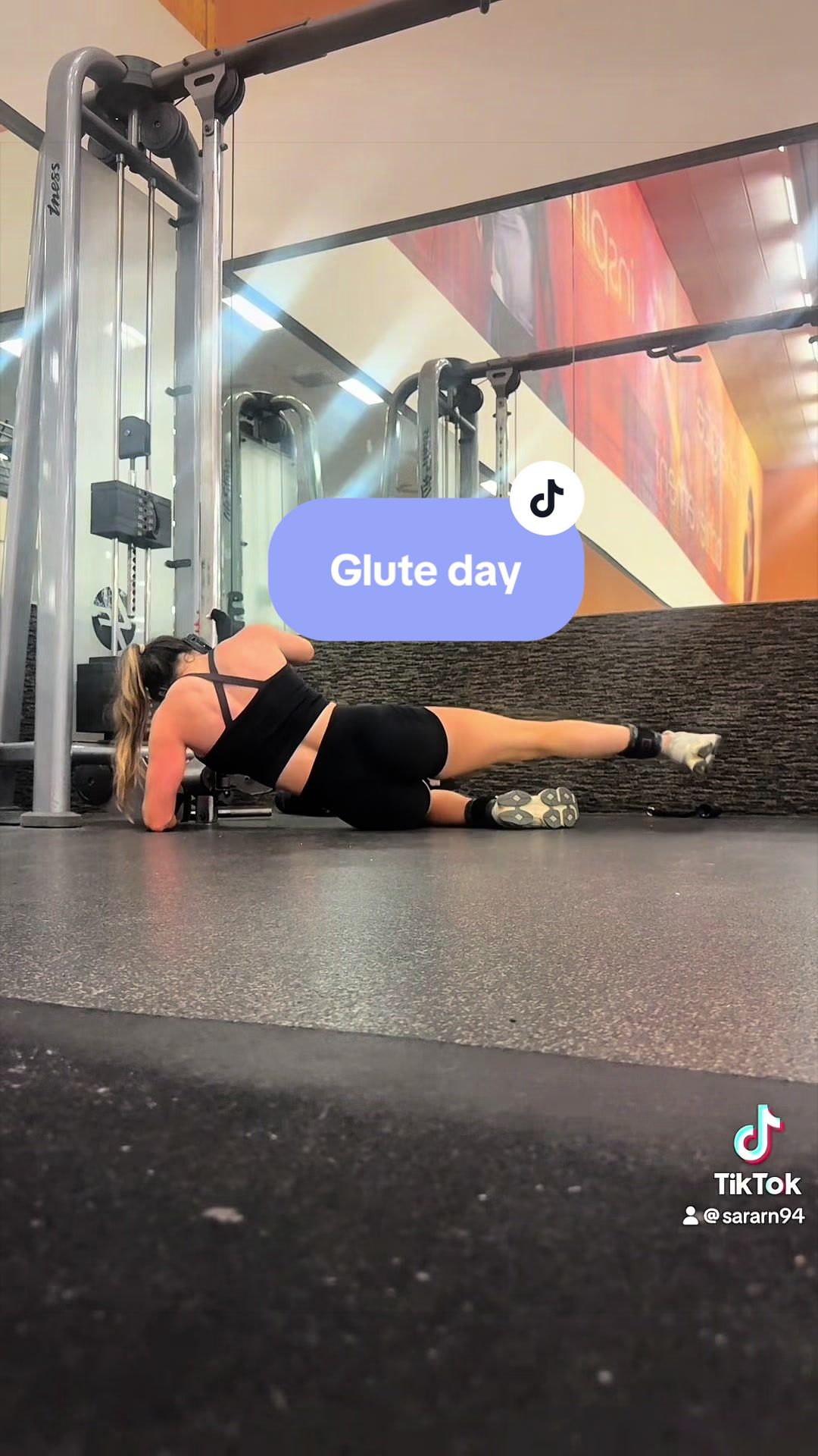 TikTok post by @sararn94 for Vitality. Caption reads: [...] #lowerbodyworkout #howtogrowglutes....