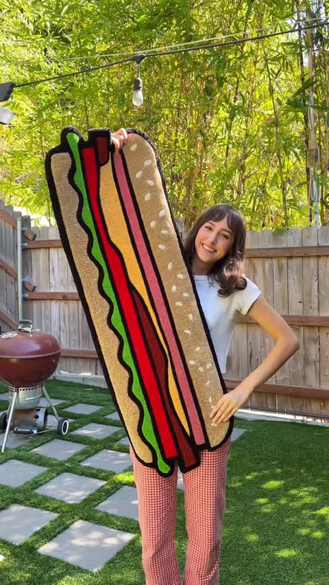 Instagram post by @happy.rugs for Dietz & Watson. Caption reads: Who ordered one hoagie rug to go? 👩‍🍳🥪 Dietz &....