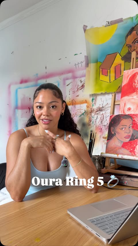 Instagram post by @monicagreatgal for Oura. Caption reads: I’ve been wearing the new Oura Ring 5 for the past....
