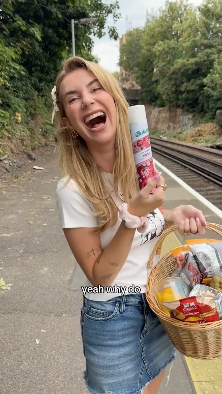 Instagram post by @summerfox___ for Batiste. Caption reads: Educating Matt on Hampstead and dry shampoo all in....