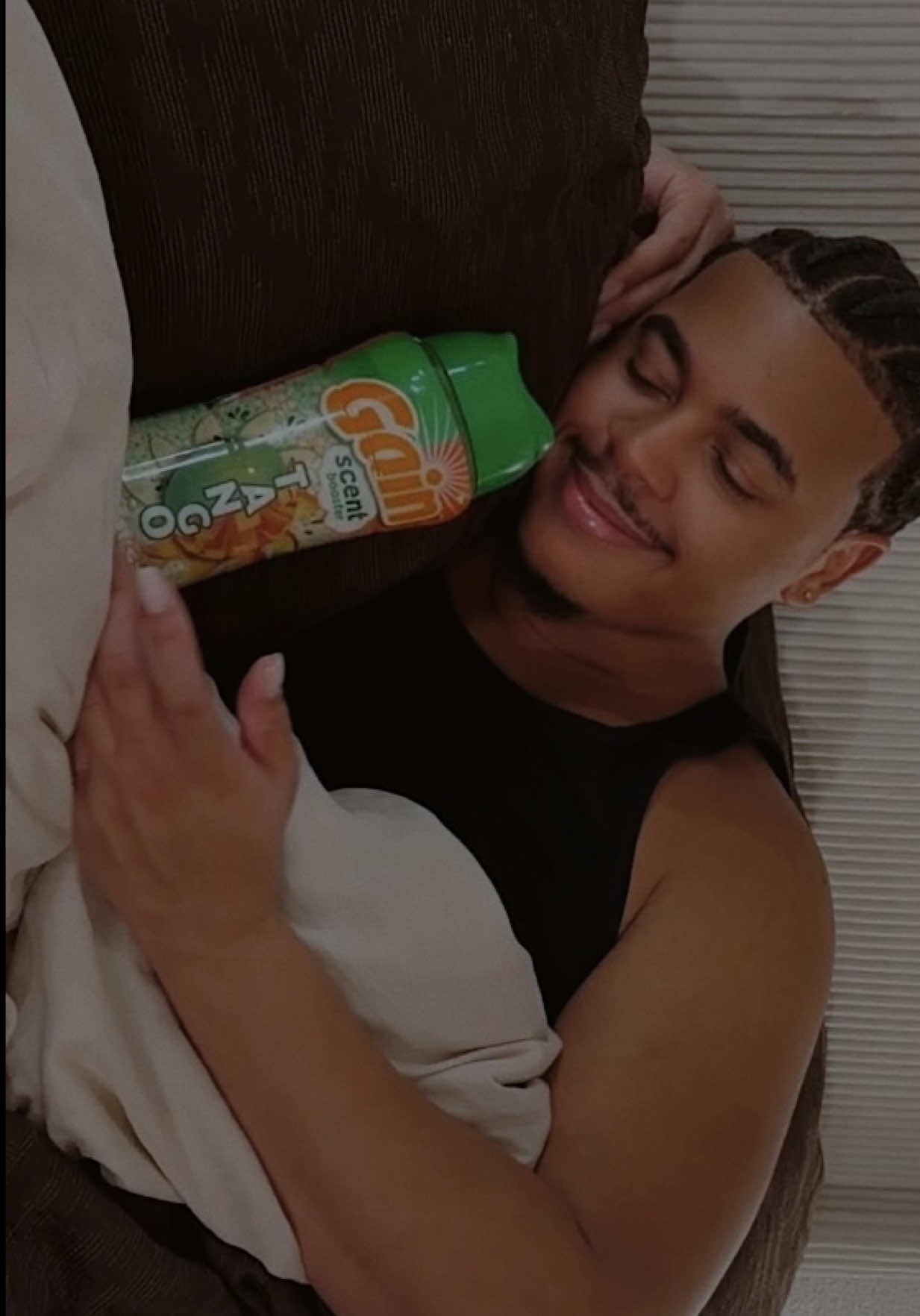 TikTok post by @scotfknlouie for I Love Gain. Caption reads: #GainPartner it’s cuddle season and I’m cozying up....