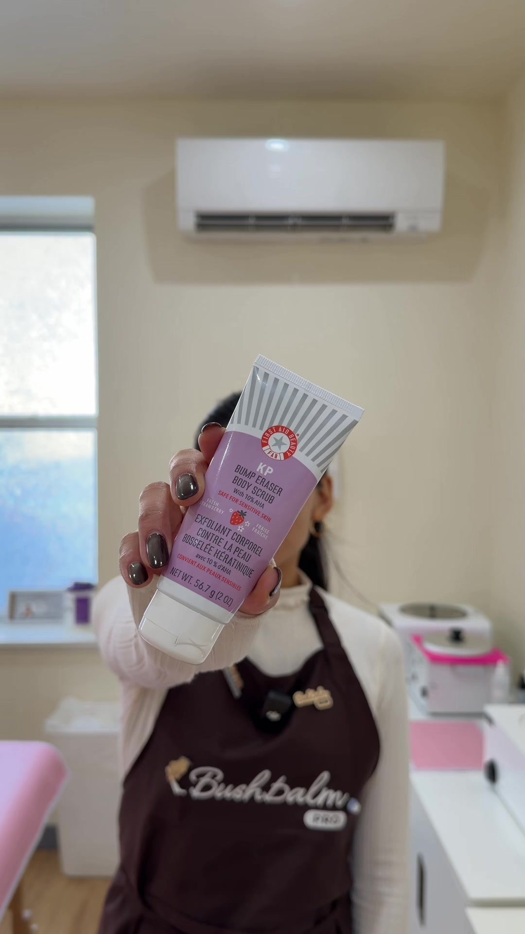 TikTok post by @jannetswaxingstudio for First Aid Beauty. Caption reads: FIRST PRODUCT OF THIS SERIES 💜 @First Aid Beauty ....