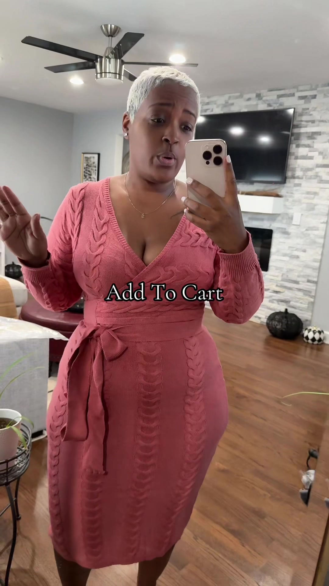 TikTok post by @socialshonjae for ChicMe. Caption reads: @ChicMe_US this is the perfect sweater dress......