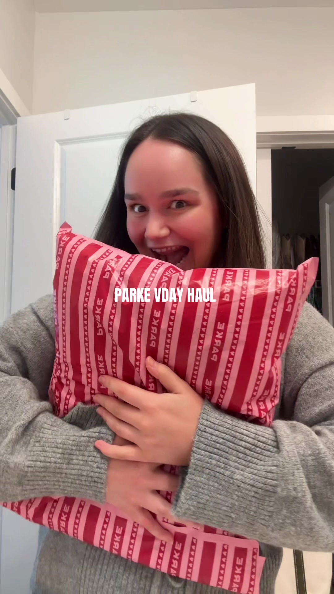 TikTok post by @paigedeleon16 for Parke. Caption reads: @Parke VDAY HAUL!!!!!!!!!! been literally [...].
