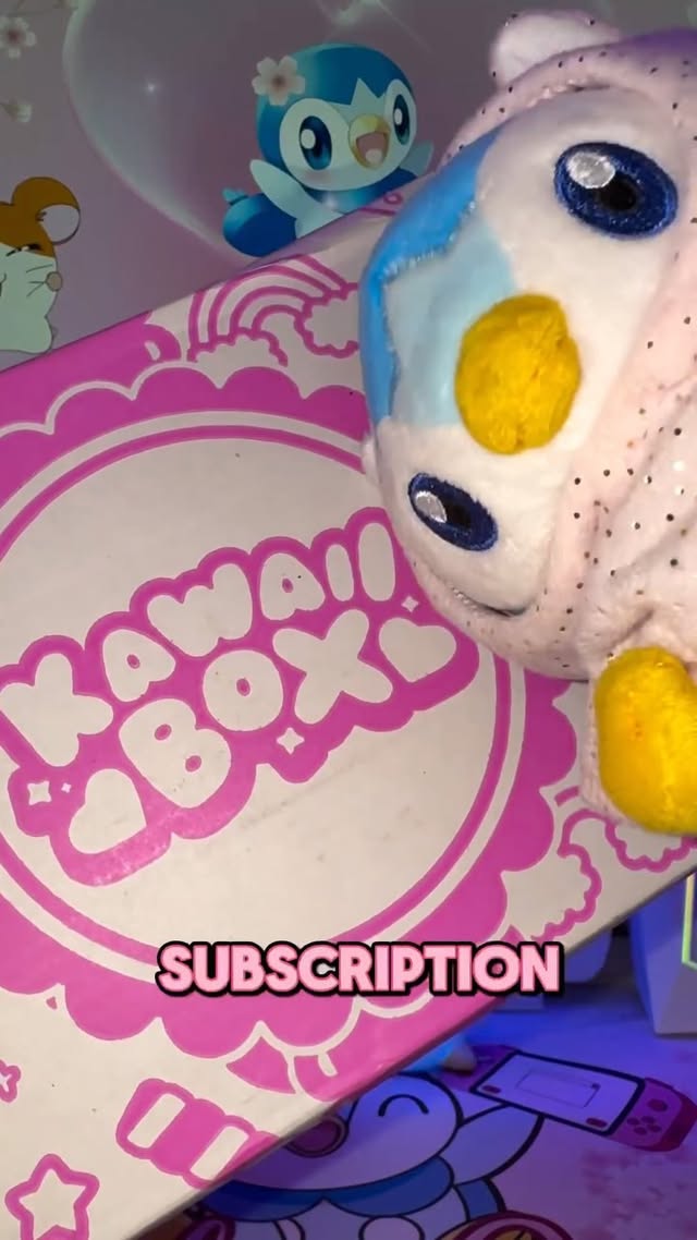 Instagram post by @piplup.gamer for Kawaii Box. Caption reads: [...] ⁺˖ ⋅ʚ Hashtags ɞ⋅ ˖⁺ ────── ⊰ #gifed....