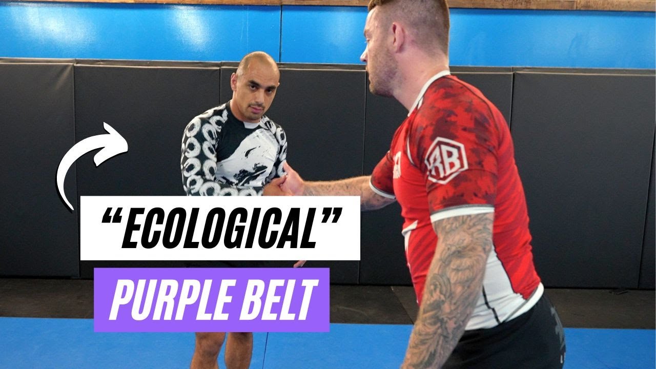 YouTube post by @JordanTeachesJiujitsu for XMartial. Caption reads: Black Belt Vs "ECO" Purple Belt | BJJ Rolling....