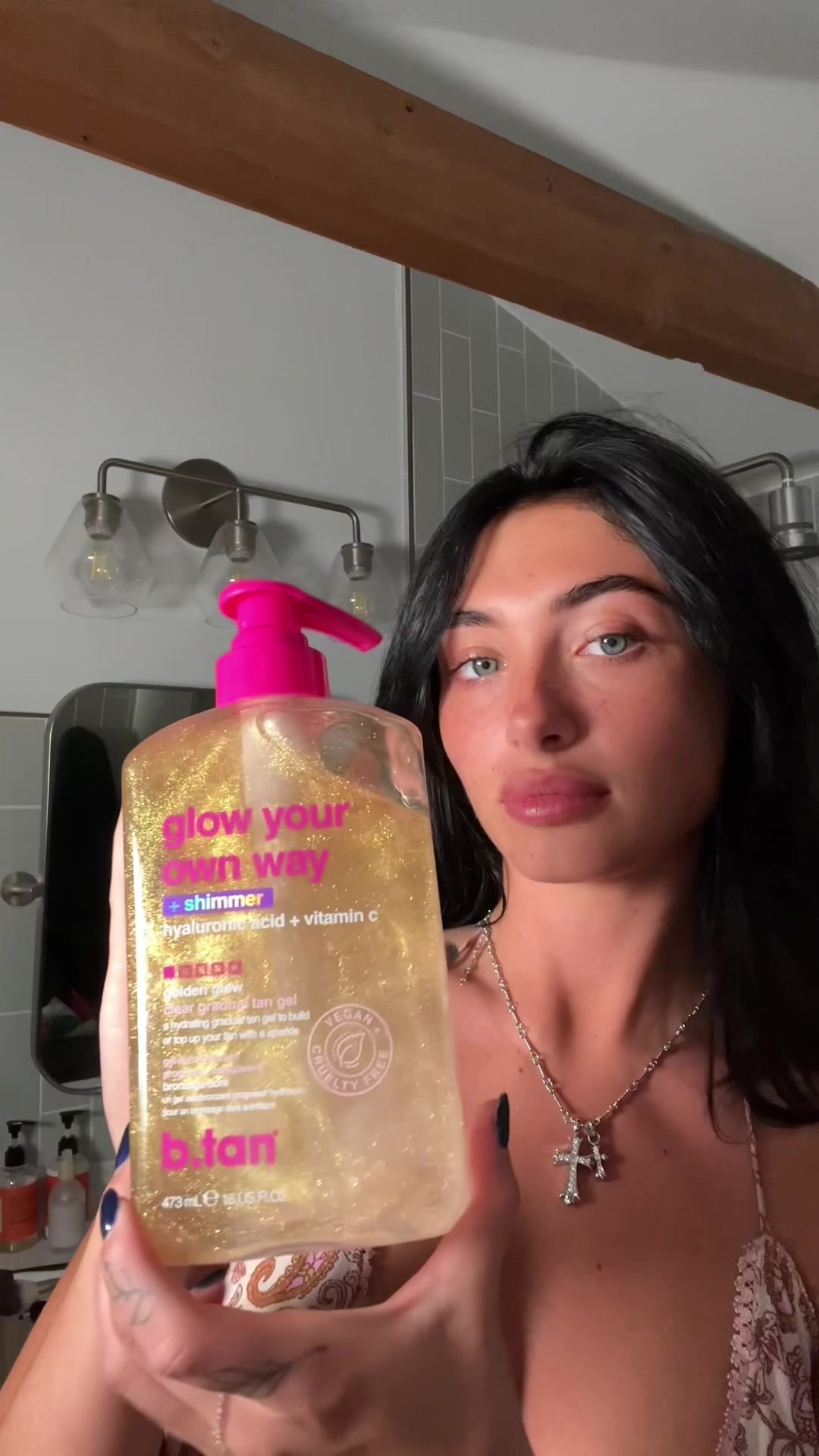 TikTok post by @melodyymiles for b.tan. Caption reads: helps me get the perfect tan for summer....