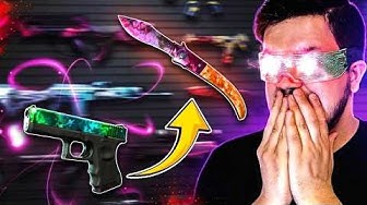 YouTube post by @MegaGambling for Skin.Club. Caption reads: SKINCLUB NAVAJA KNIFE DOPPLER FROM CHEAP CASE....