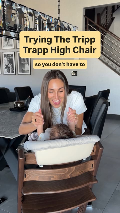 Instagram post by @melaniewilking for Stokke. Caption reads: The Tripp Trapp from @stokkeusa really beats all....