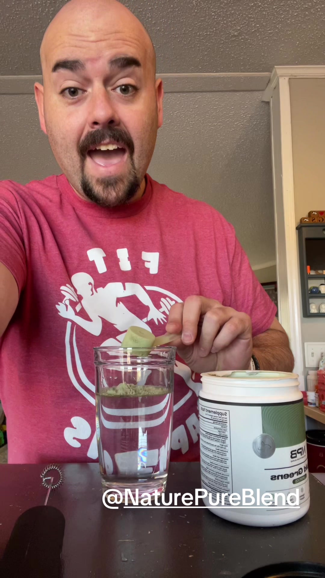 TikTok post by @tituslaster31 for Nature's Pure Blend. Caption reads: @Nature Pure Blend #gutsupport #dailygreens.