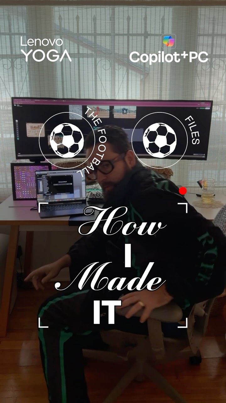 Instagram post by @m.a.t.t.z.i.e.n for Lenovo. Caption reads: [...] Football Files. Made with the all-new Lenovo....