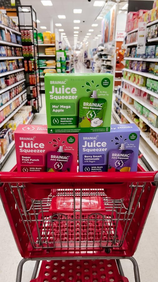Instagram post by an influencer for Brainiac Foods. Caption reads: [...] now available at Target!! @BrainiacFoods....
