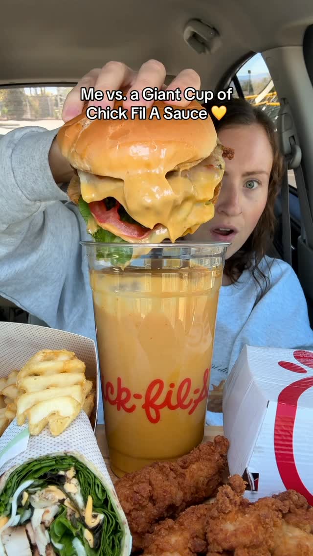 Instagram post by @morganchomps for Chick-fil-A. Caption reads: What’s your favorite sauce at Chick Fil A? 🤭....
