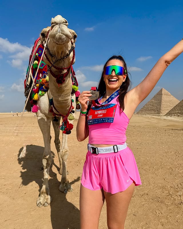 Instagram post by @trackclubbabe for Zenni. Caption reads: I RAN THE PYRAMIDS HALF IN EGYPT!!!🔥🔥🔥

What an....