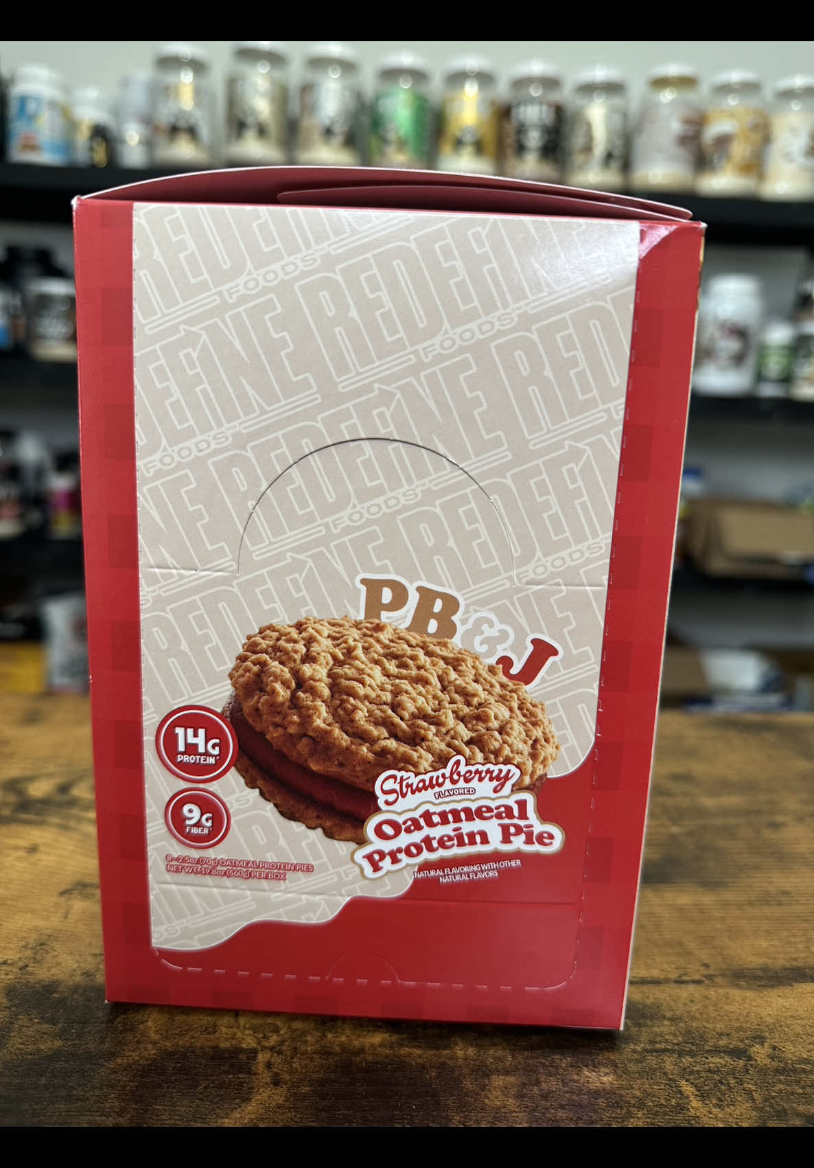 TikTok post by @j_jungy for redefinesnacks.com. Caption reads: PB&J Protein Oatmeal Pie #proteinsnack #proteinpie....