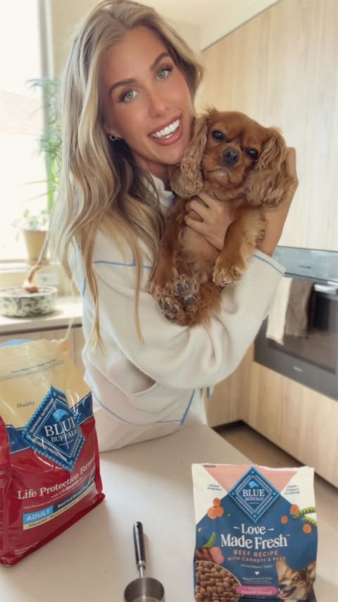 Instagram post by @ashley.paiige for Blue Buffalo. Caption reads: #BlueBuffaloPartner picky eater approved 🐶 [...].