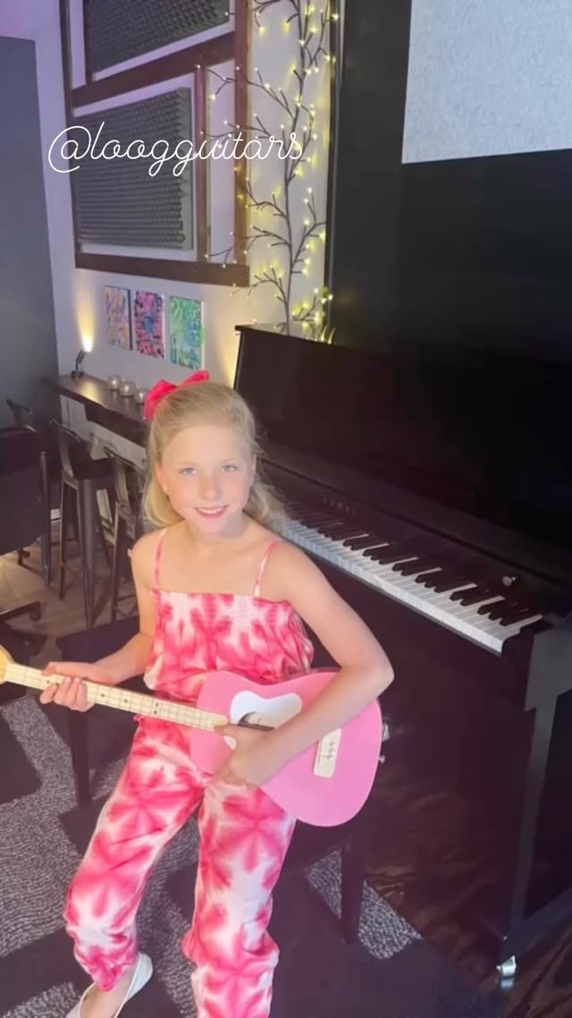 Instagram post by @kierney_depaepe_official for Loog Guitars. Caption reads: Thank you Loog Guitars for helping me learn to....