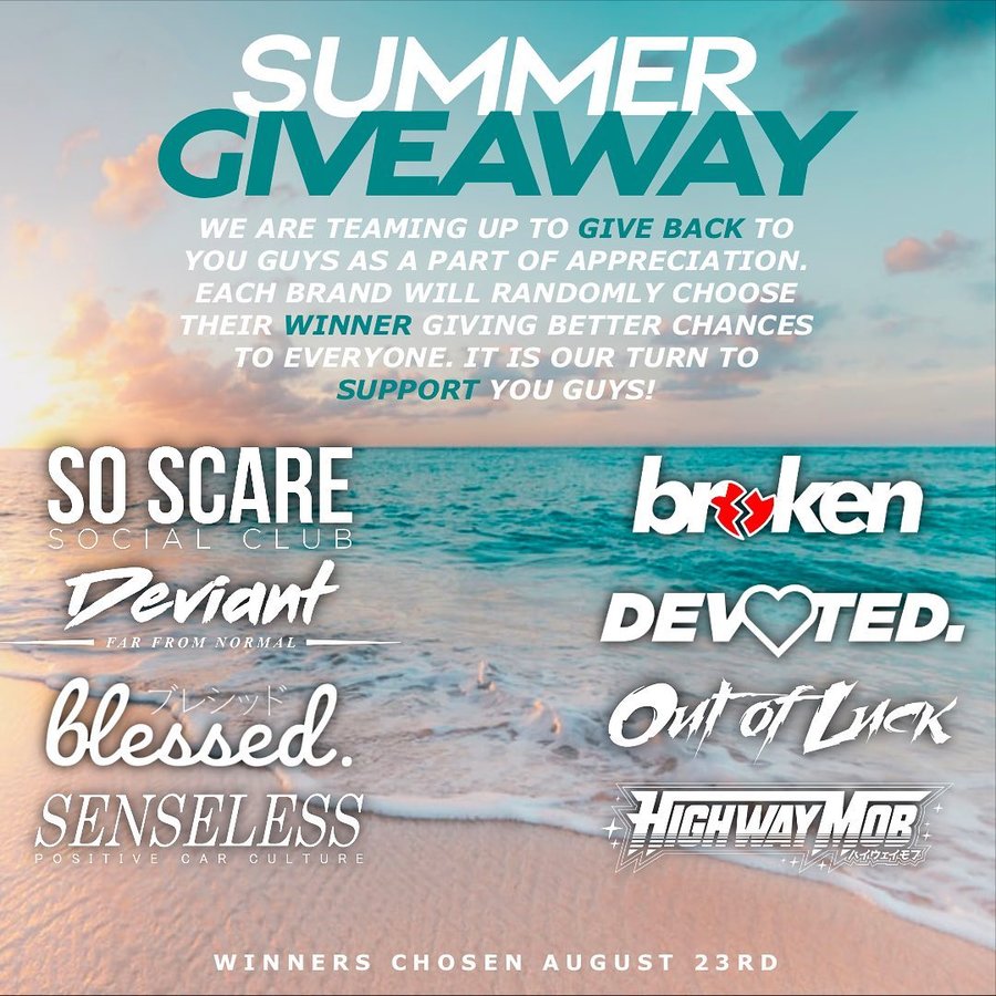 Instagram post by @brokngang for So Scare. Caption reads: SUMMER GIVEAWAY‼️☀️

We are teaming up together to....