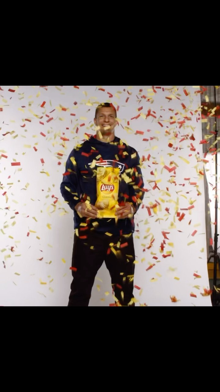 Instagram post by @gronk for Lay's. Caption reads: #ad Crushing victory in the snack zoneee. SPIKE.