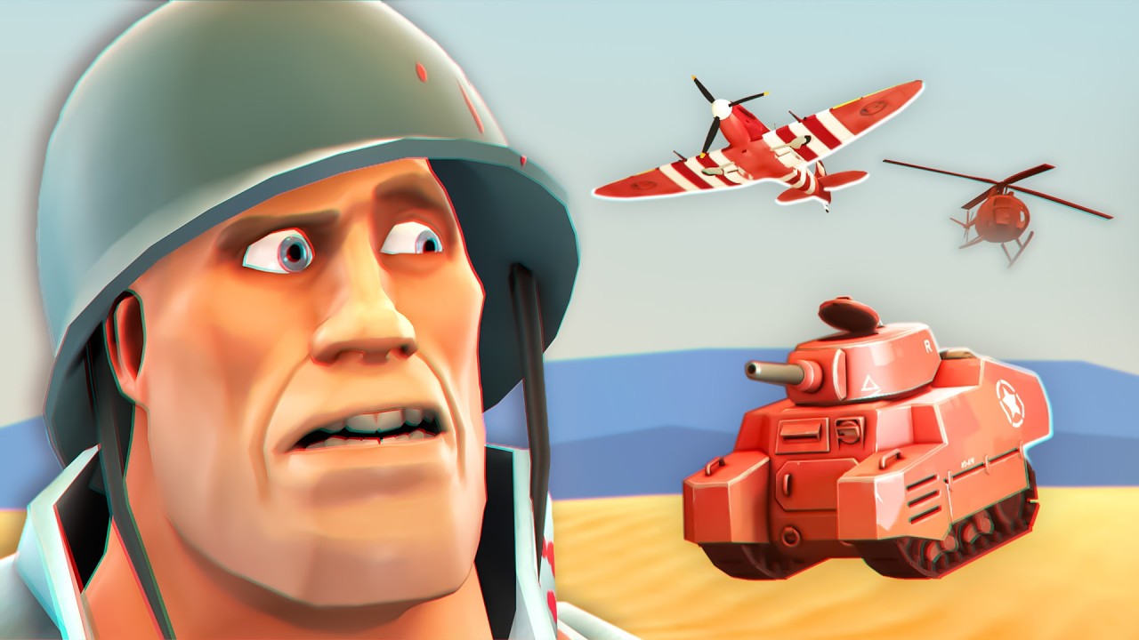 YouTube post by @OrisTV for Imgur. Caption reads: TF2 YouTubers React to Vehicles Mod (RIDICULOUS).