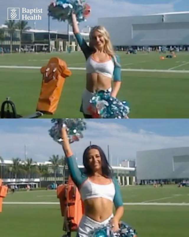 Instagram post by @dolphinscheer for Baptist Health. Caption reads: Leveling up at Training Camp 👾 Shot on Nintendo....