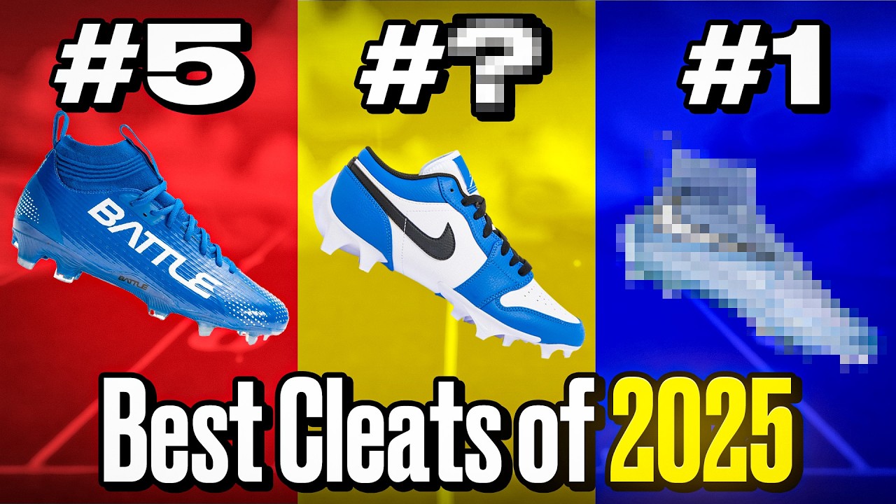 YouTube post by @Footballrs for SHOC. Caption reads: Top 5 Skill Football Cleats of 2025.