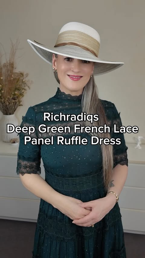 Instagram post by @silverstylewithdawn for Rich Radiqs. Caption reads: [...] French Lace Panel Ruffle Dress from....