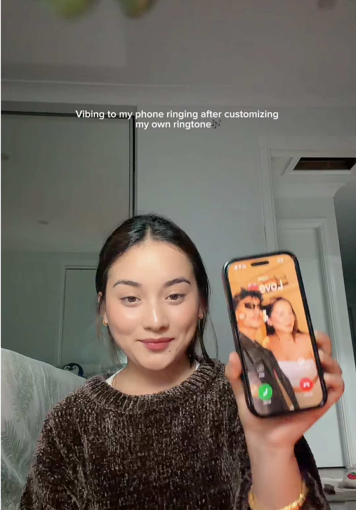 TikTok post by @neerjara_adhikari for ClipTone. Caption reads: I love my new ringtone so much🎀😭 @ClipTone You....