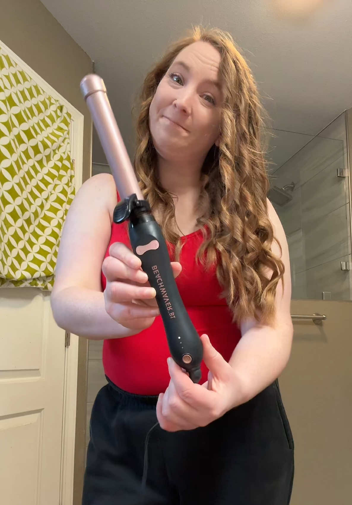 TikTok post by @notyourperfectmom for Beachwaver. Caption reads: [...] to be okay again with @TheBeachwaver....