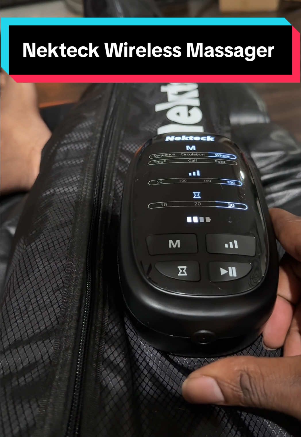 TikTok post by @1_motivated_dad for Nekteck. Caption reads: [...] Best wireless massager on the market....