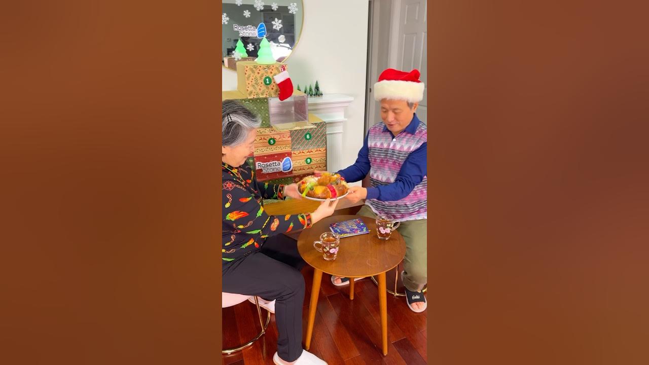 YouTube post by @crazykoreancooking for Rosetta Stone. Caption reads: Korean Parents Try Christmas Treats from Around....