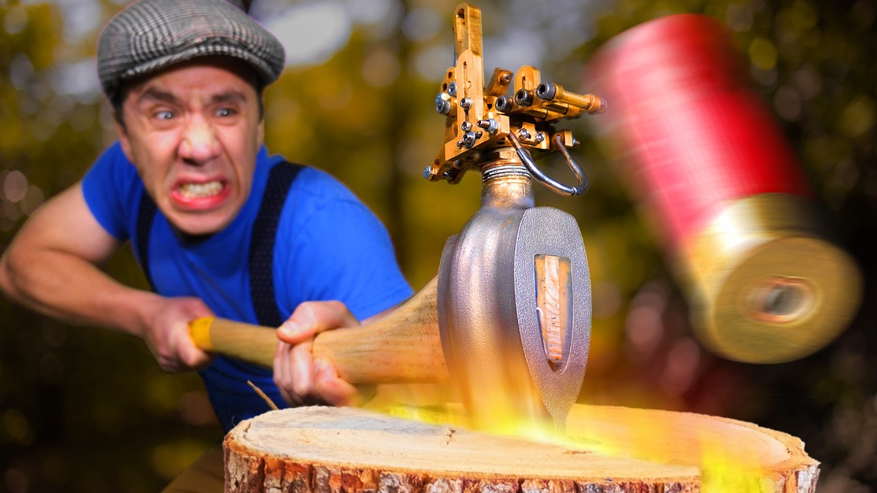 YouTube post by @integza for Bambu Lab. Caption reads: SHOTGUN AXE MK2.