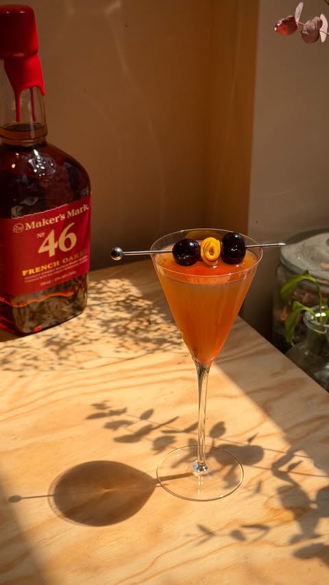 Instagram post by @jarbae for Maker's Mark. Caption reads: [...] place to start is this Manhattan with....