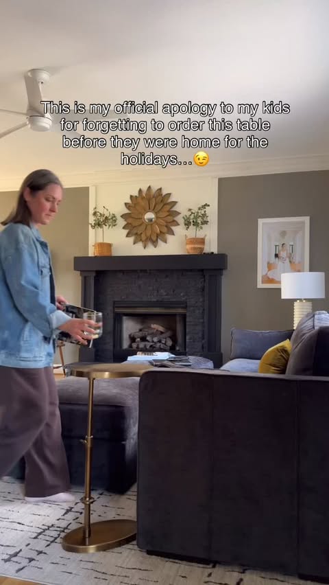 Instagram post by @athomewiththebarkers for Wayfair. Caption reads: I planned on buying a beverage table before....