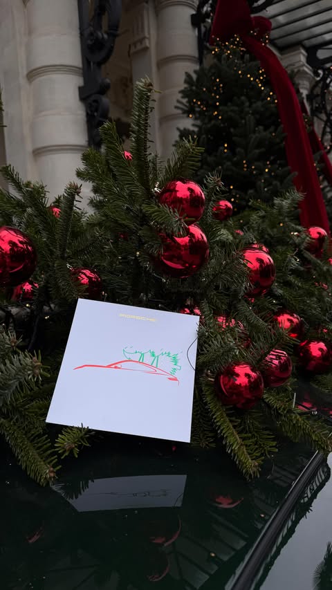 Instagram post by @hugo.tbv for Porsche. Caption reads: [...] Christmas Present 🎁

*invitation by....