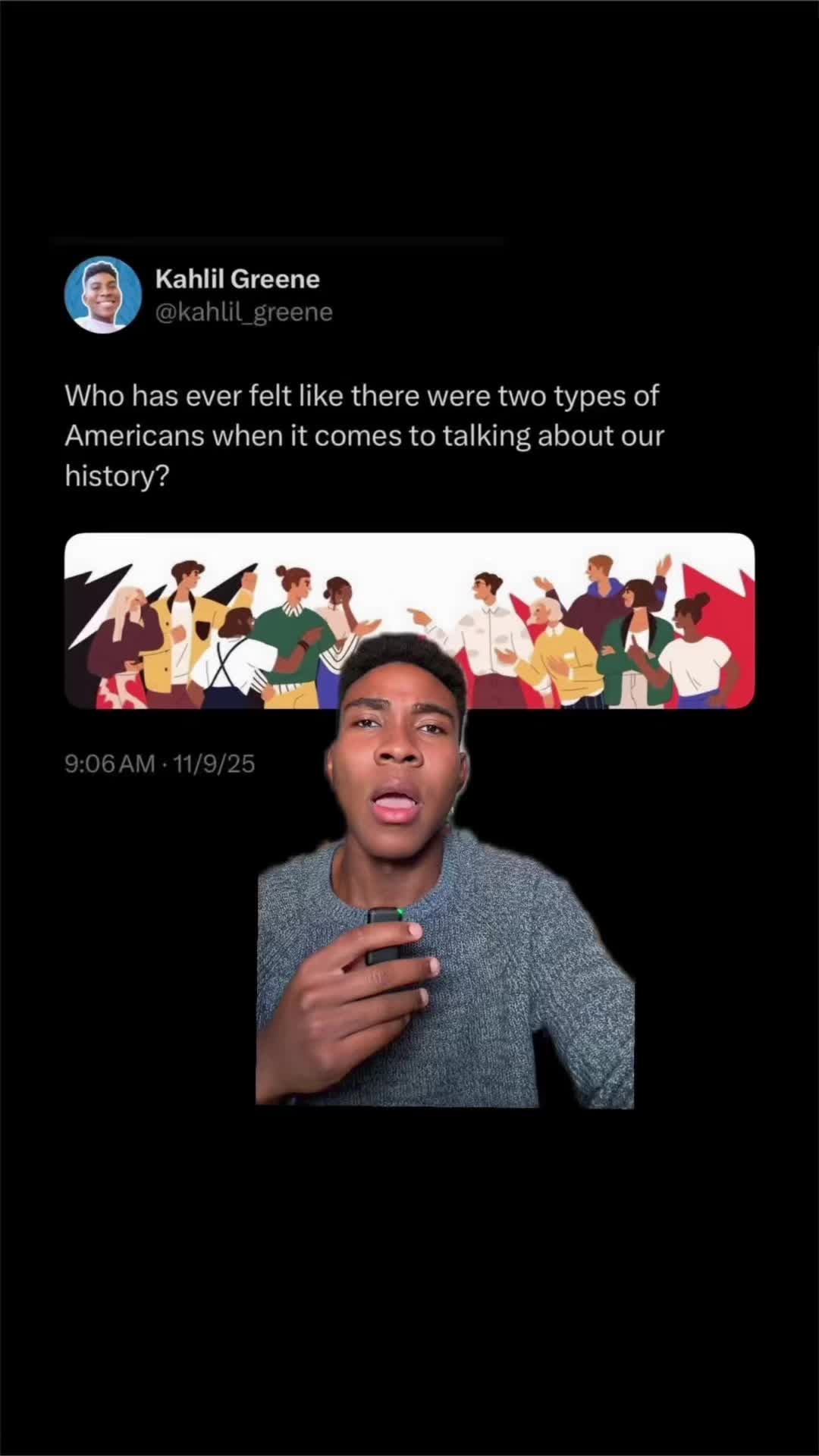 TikTok post by @kahlilgreene for PBS. Caption reads: [...] documentary, “The American Revolution”.....