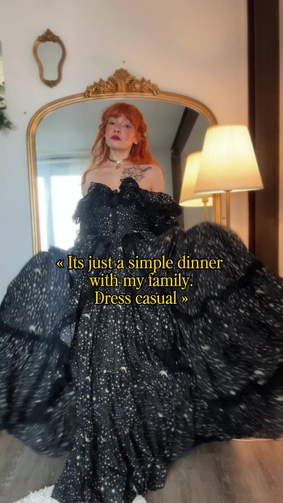 TikTok post by @swannandtheberries for Selkie. Caption reads: Dress and coat are @Selkie use code BERRIES for a....