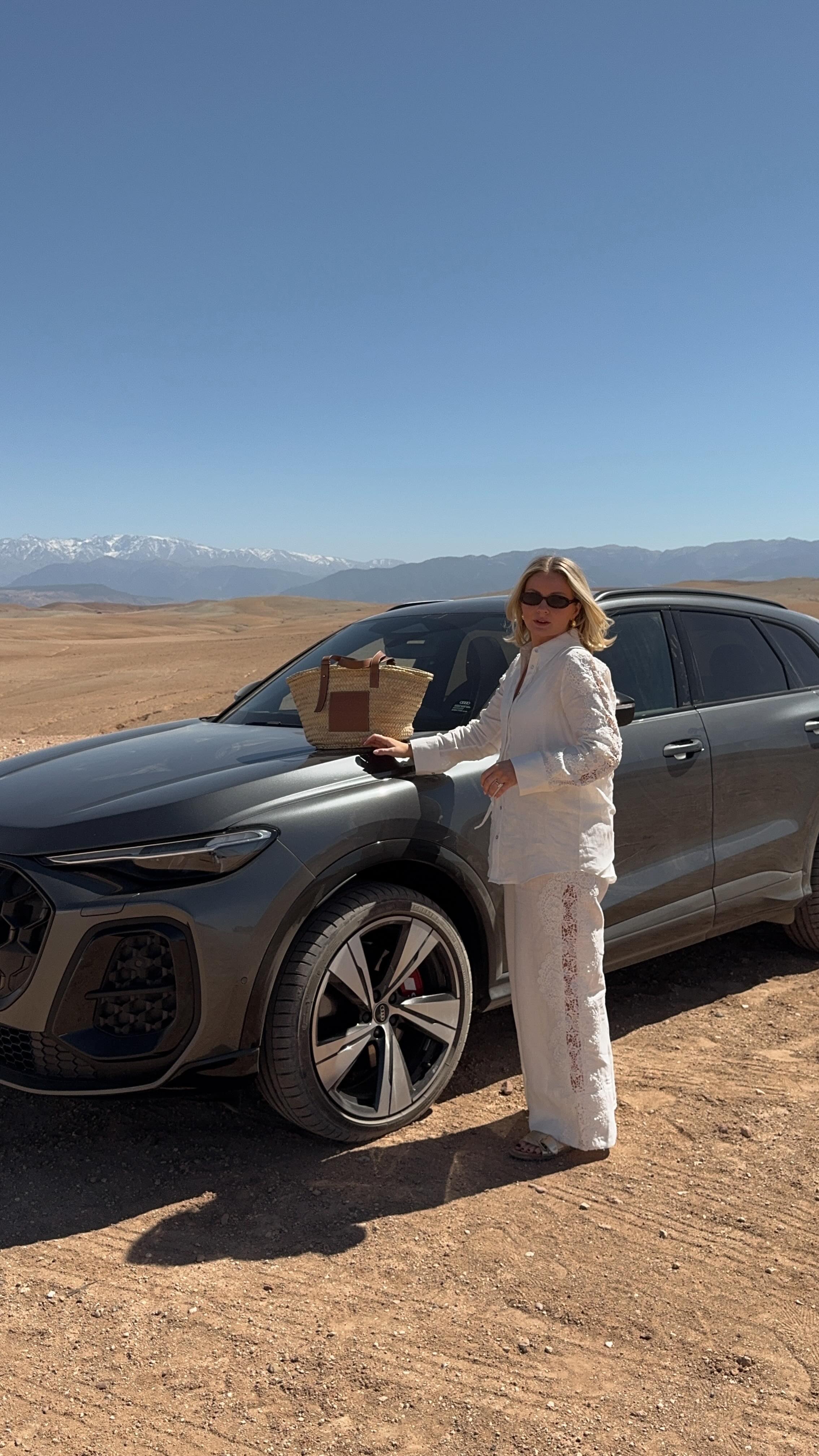 Instagram post by @laura.byrnes for Audi. Caption reads: Exploring the desert in Marrakech with @audiuk 🌵....