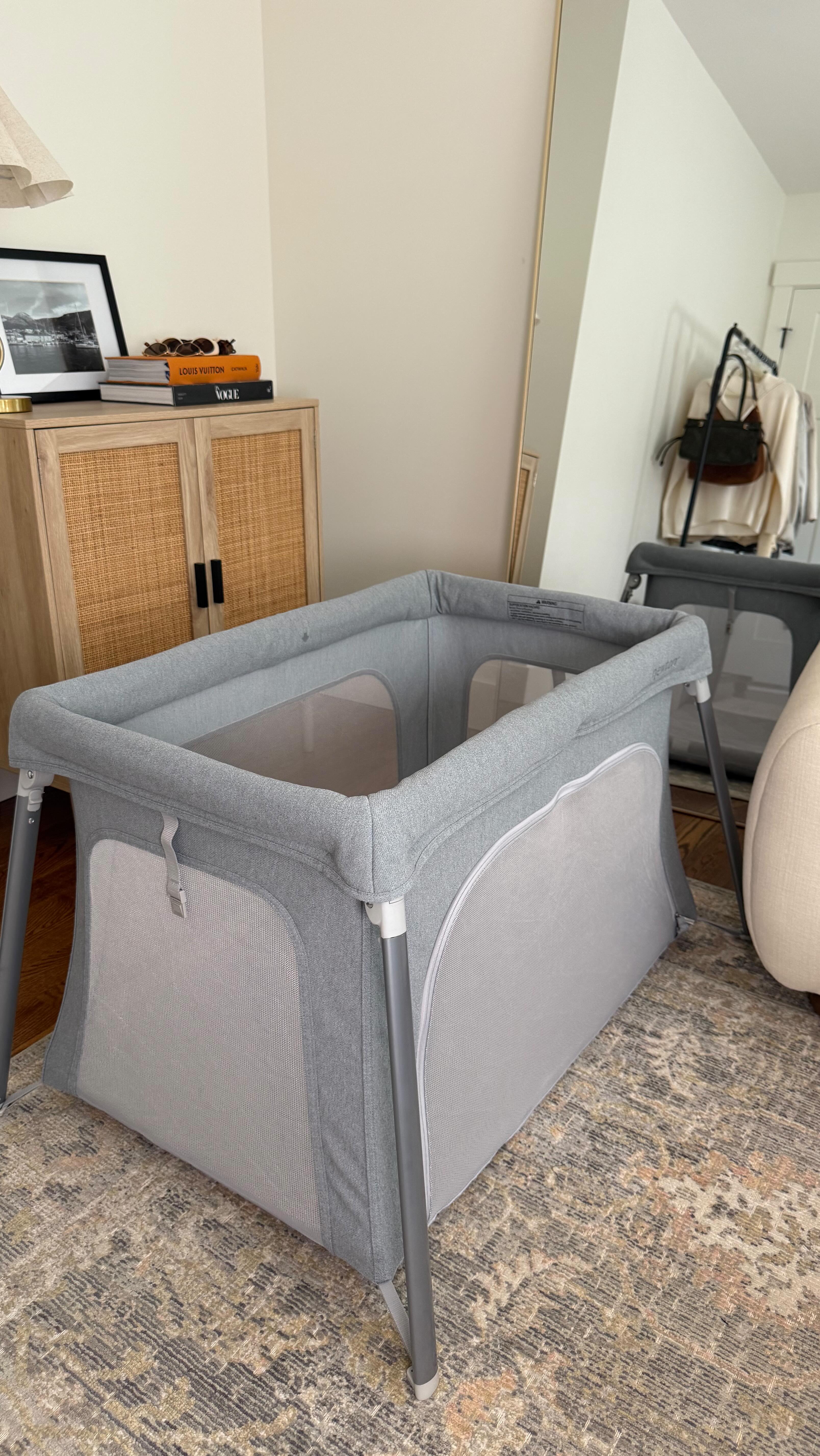 Instagram post by @_withsarah for Newton Baby. Caption reads: I’m a picky girl when it comes to travel cribs so....