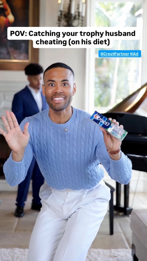 Instagram post by @cjshepjr for Crest. Caption reads: #CrestPartner #Ad Good breath and good credit....