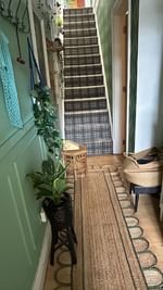 Instagram post by @myretrohomestead for Maia Homes. Caption reads: HALLWAY REVAMP Ad I’m so pleased with this hall....