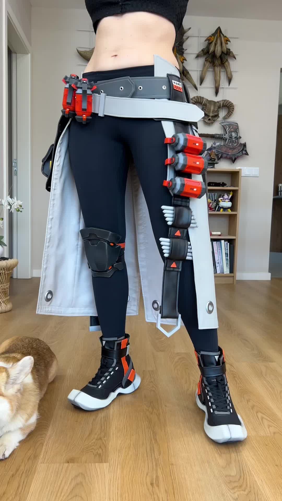TikTok post by @kamuicosplay for Zenless Zone Zero. Caption reads: [...] and belts for me! AD | Download Zenless Zone....