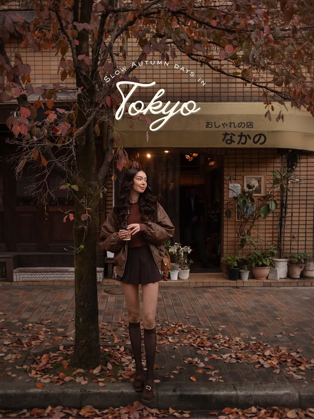 Instagram post by @taramilktea for Cathay Pacific. Caption reads: Slow autumn days in Tokyo with @cathaypacific 🍁....