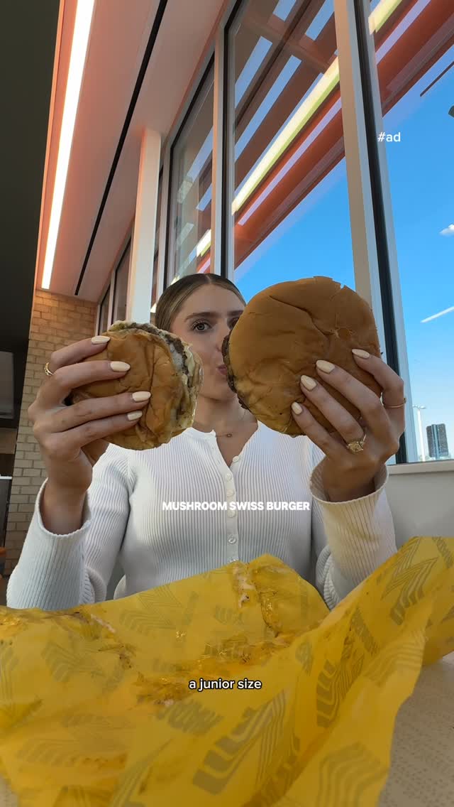 Instagram post by @haleyrhanson for Whataburger. Caption reads: The Mushroom Swiss Burger🍔 is finally back but....