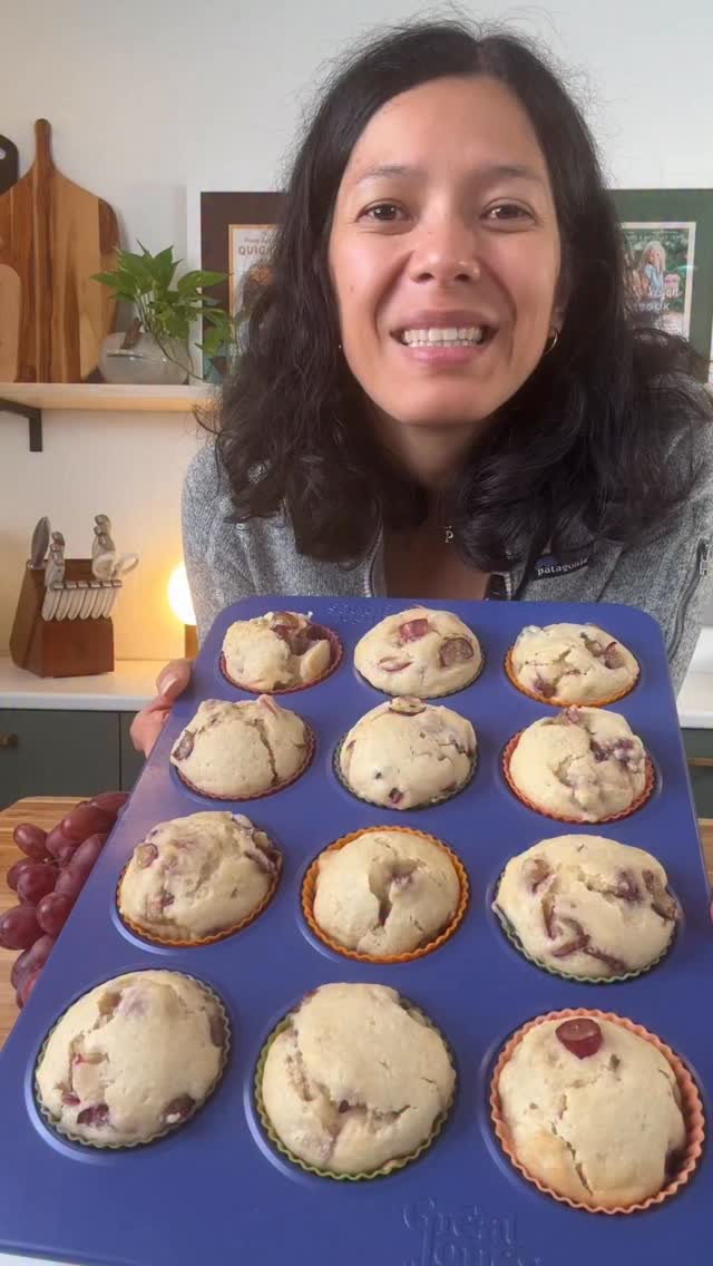Instagram post by @plantbasedonabudget for Grapes from California. Caption reads: Let’s make California grape muffins! California....