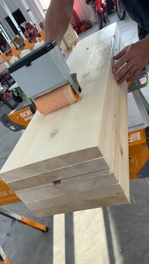 Instagram post by @dustylumberco for BORA Tool. Caption reads: For the last 6 treads I tried double stacking the....