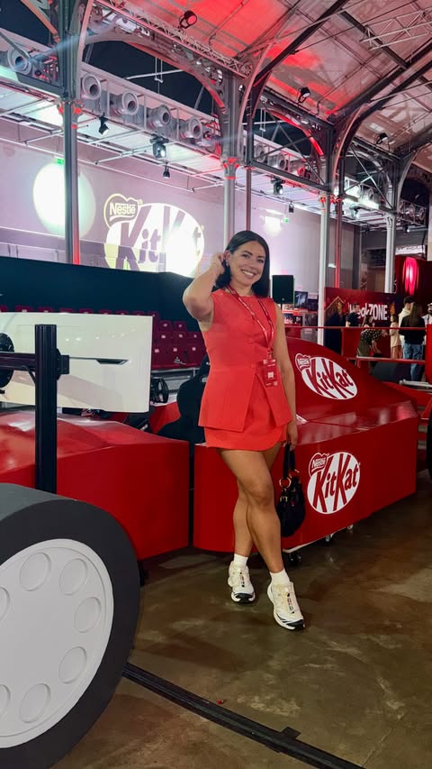 Instagram post by @nadia_dailyself for KITKAT. Caption reads: [...] other than F1® driver Liam Lawson at The....