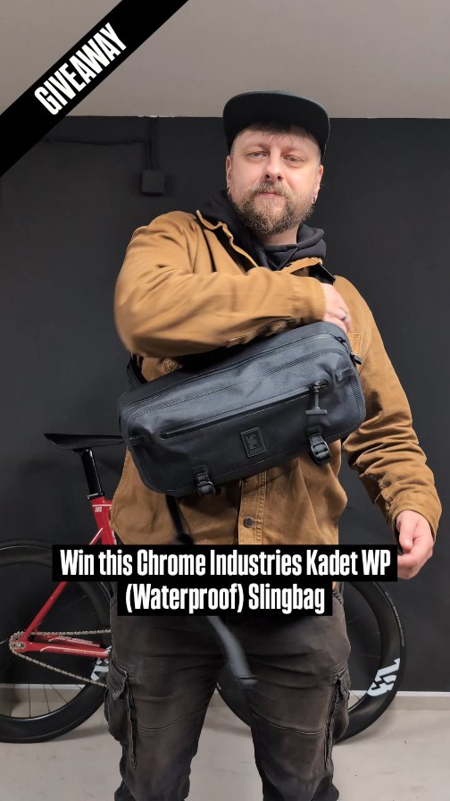 Instagram post by @cyclepunk for Chrome Industries. Caption reads: Giveaway Time! To celebrate my long year....