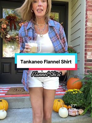 TikTok post by @pattijaustin1224 for Tankaneo. Caption reads: [...] #flannelseason #falloutfits #tankaneo....